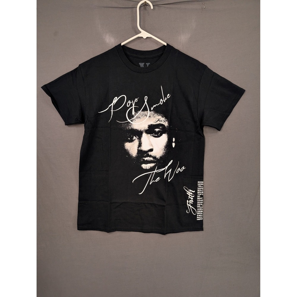 Vlone x Pop Smoke The Woo Faith T-Shirt Black Small Streetwear Graphic Tee